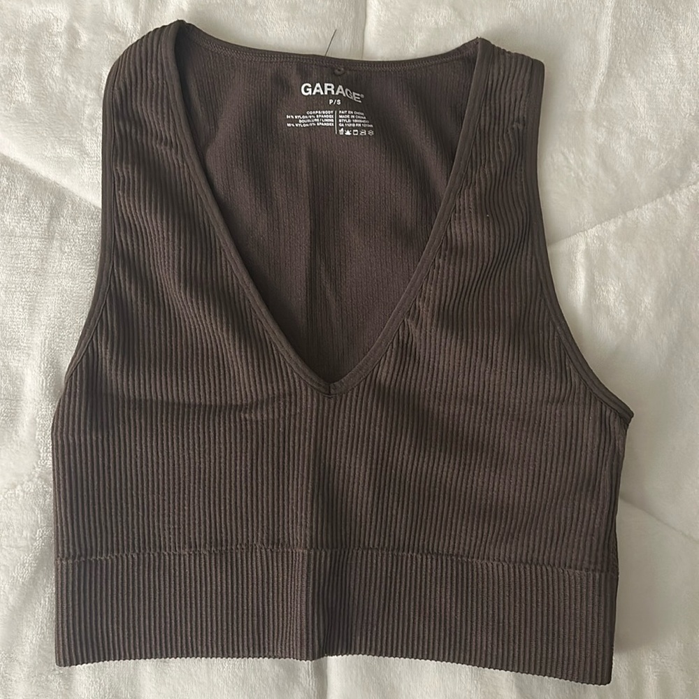garage ribbed v neck tank top